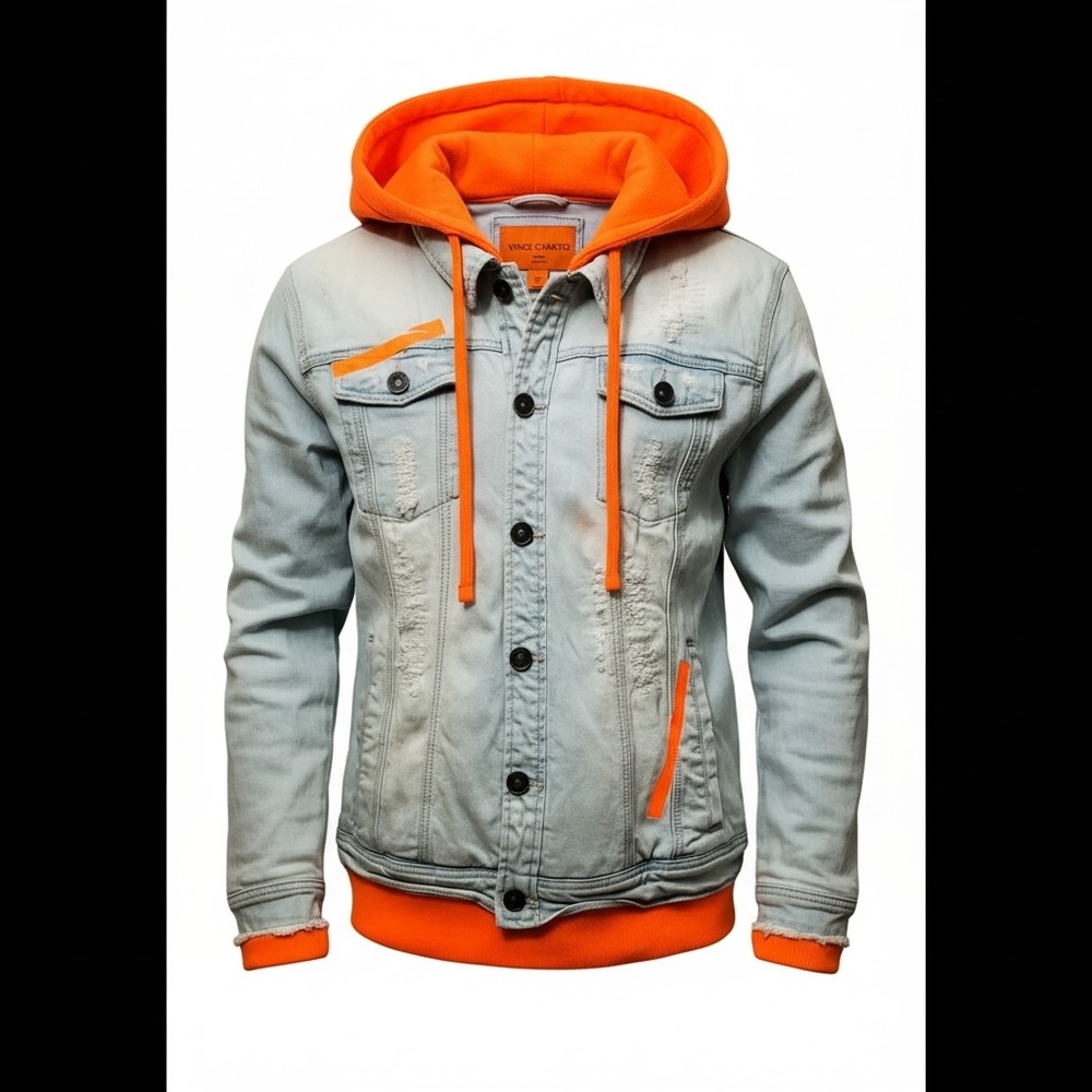 Men's 8ighth District Light-wash Distressed Denim Jacket size Large